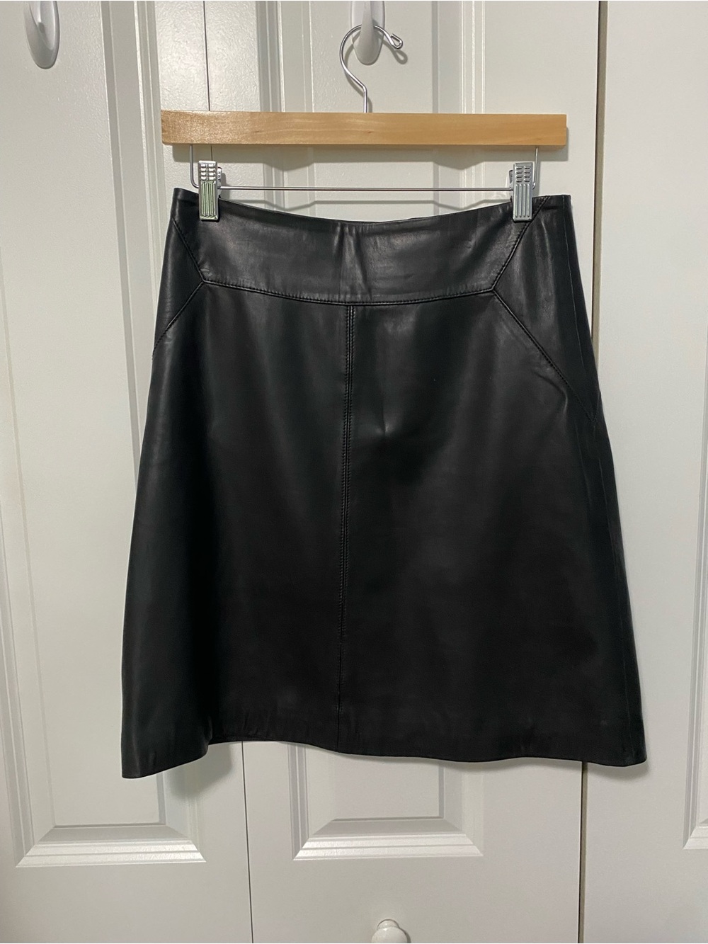 Halogen Black Leather A-Line Skirt